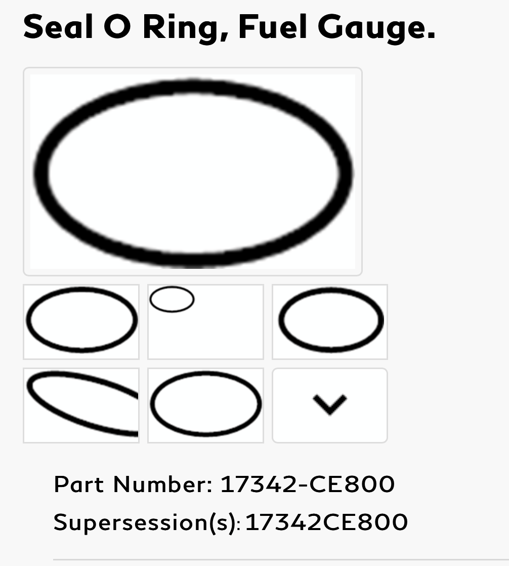 Figure 4a. Fuel pump and sensor O-ring diagram for part 17342-CE800