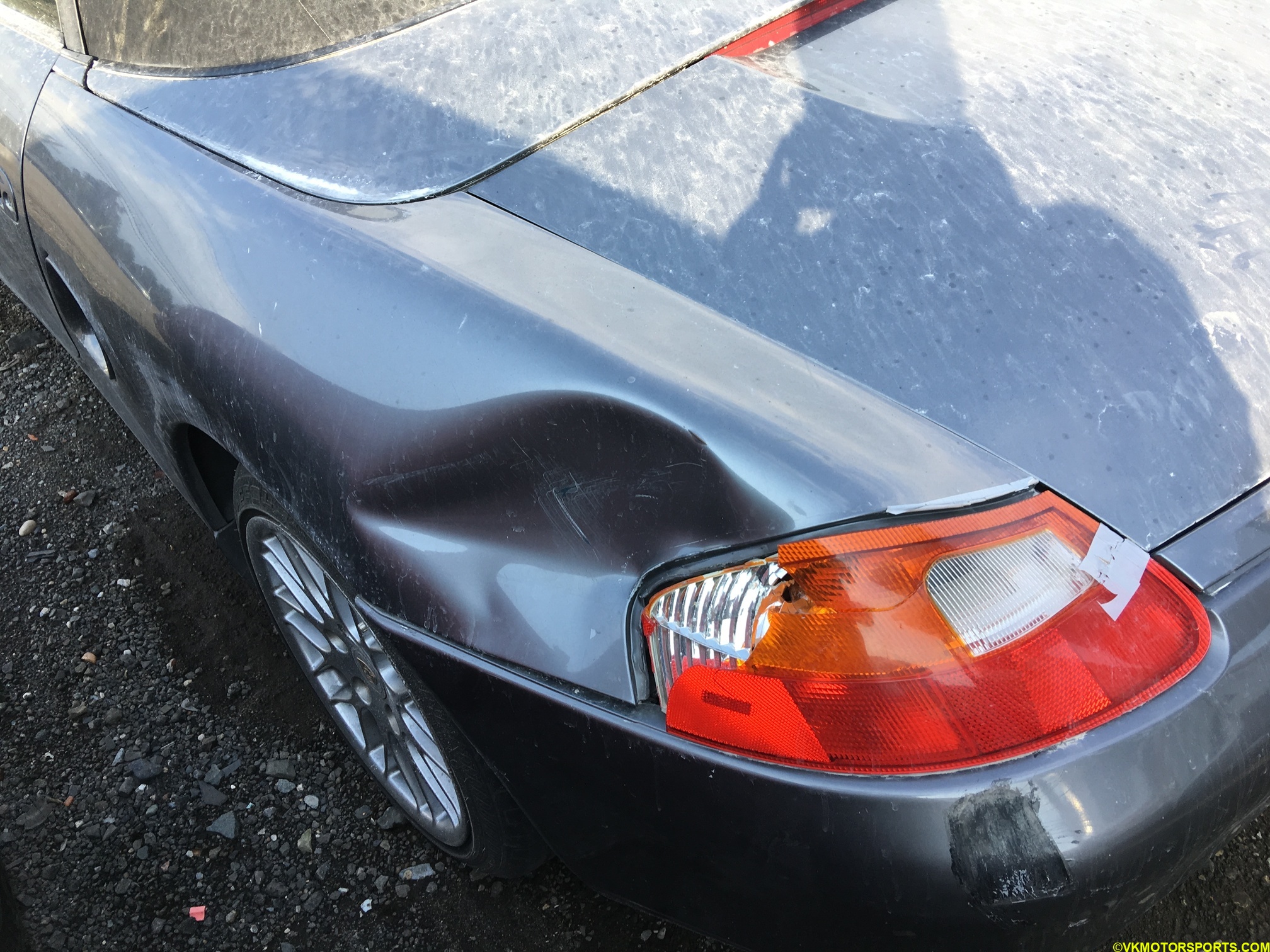 Figure 3b. Close-up of rear damage on Porsche Boxster