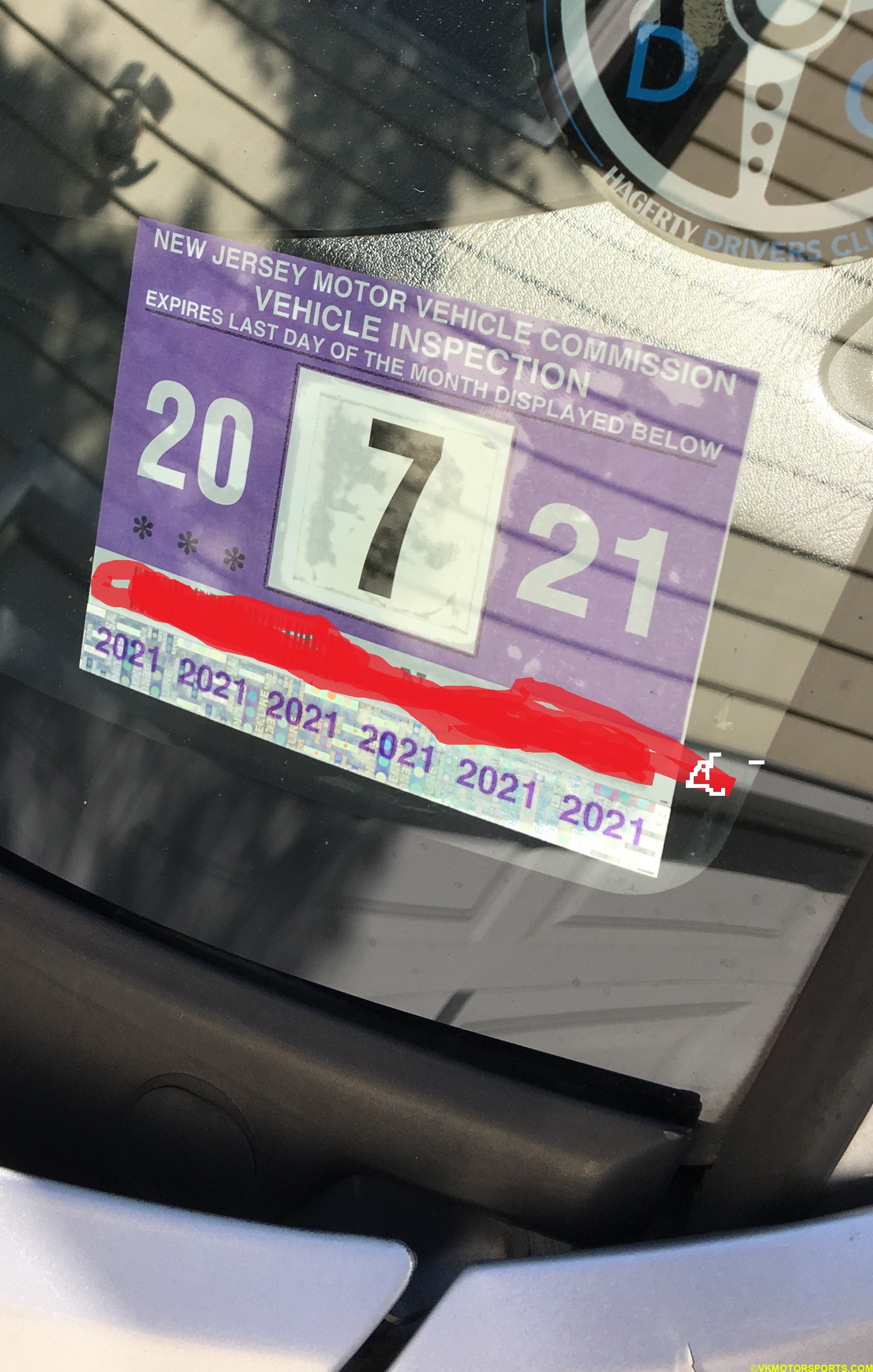 Figure 1. Inspection sticker on windshield