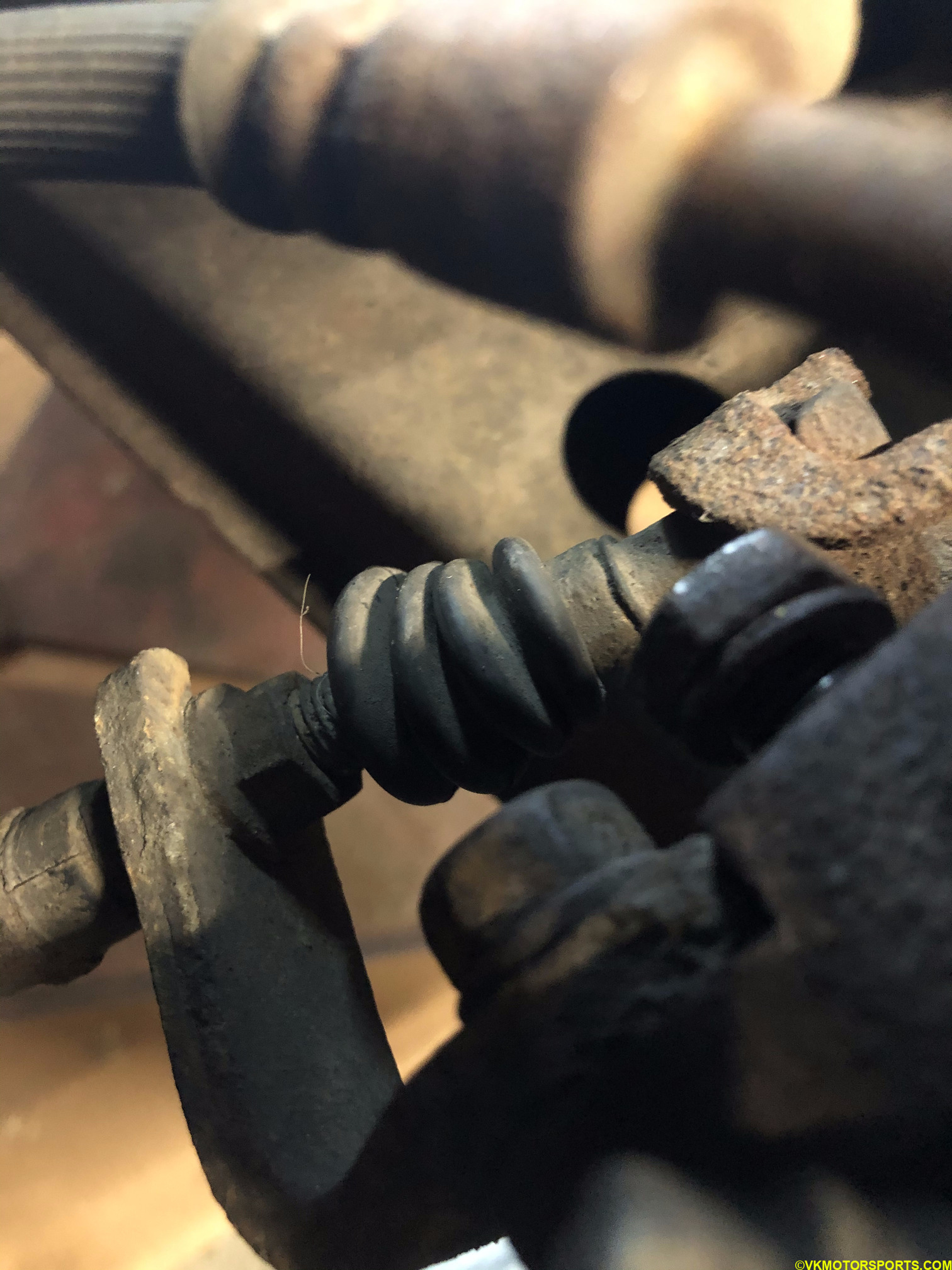 View of the e-brake nut from front of the wheel