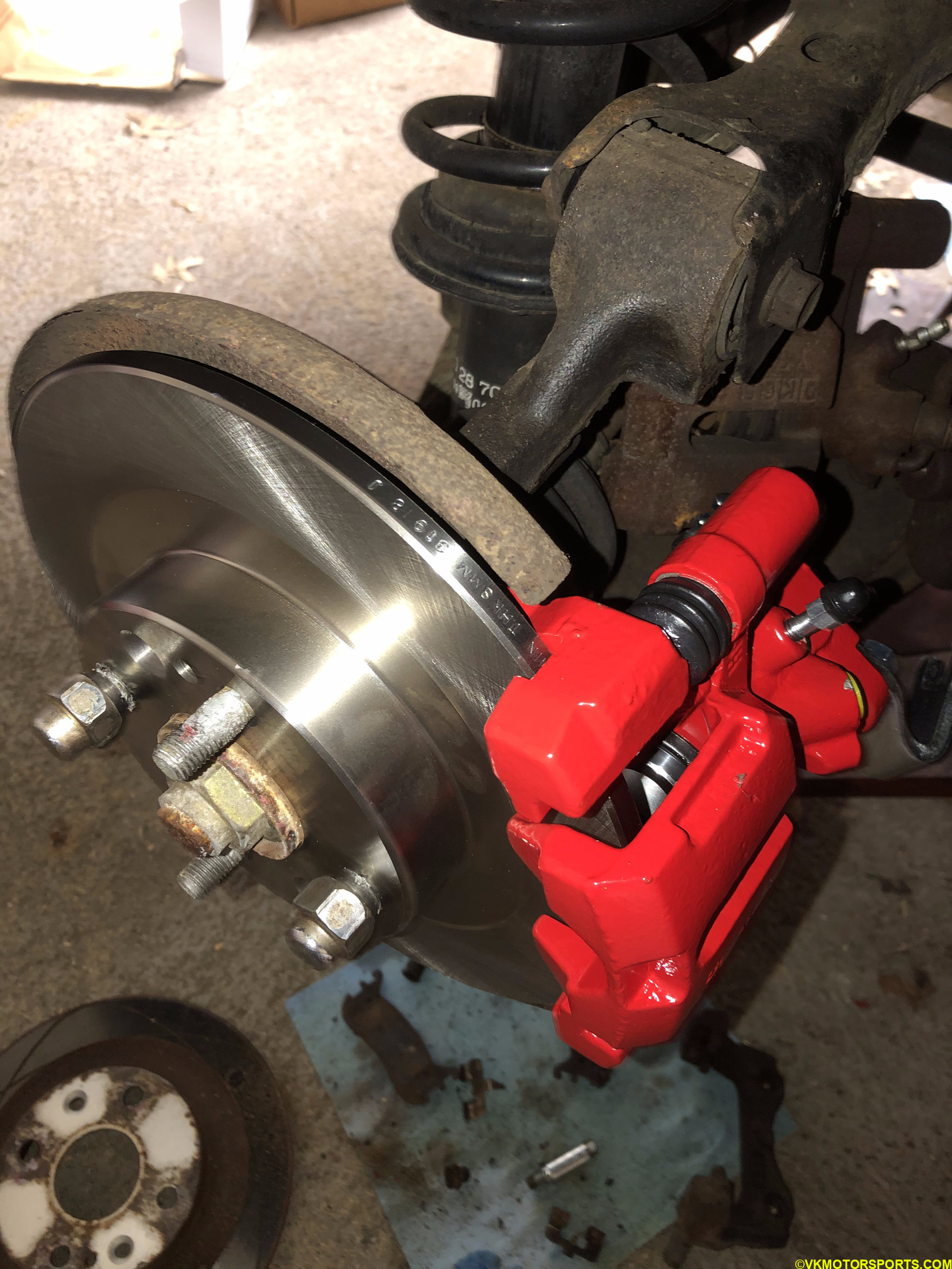 Driver side view of the newly installed caliper