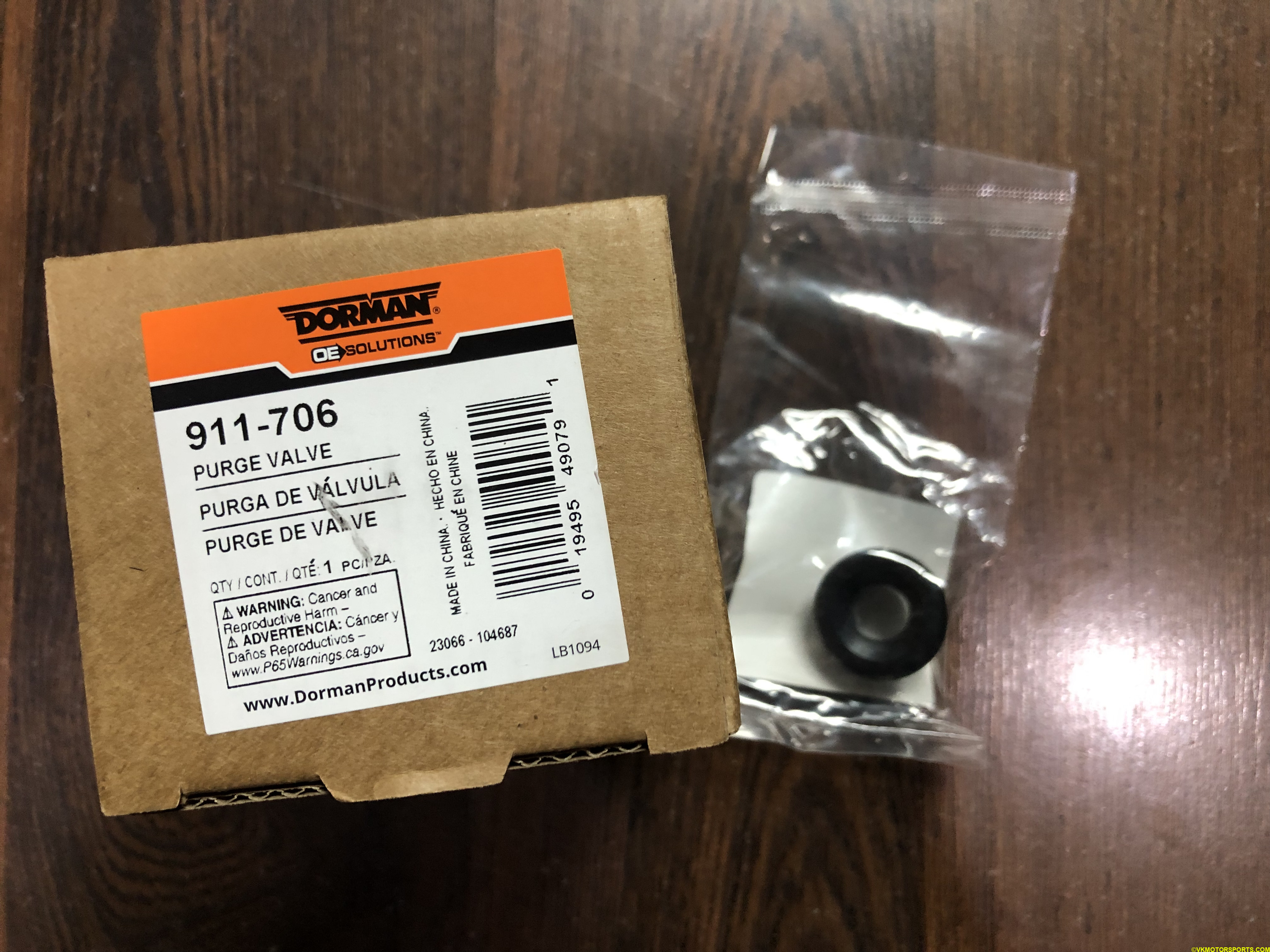 Figure 1. Dorman Purge Valve 911-706 and Beck Arnley Grommet 039-6428