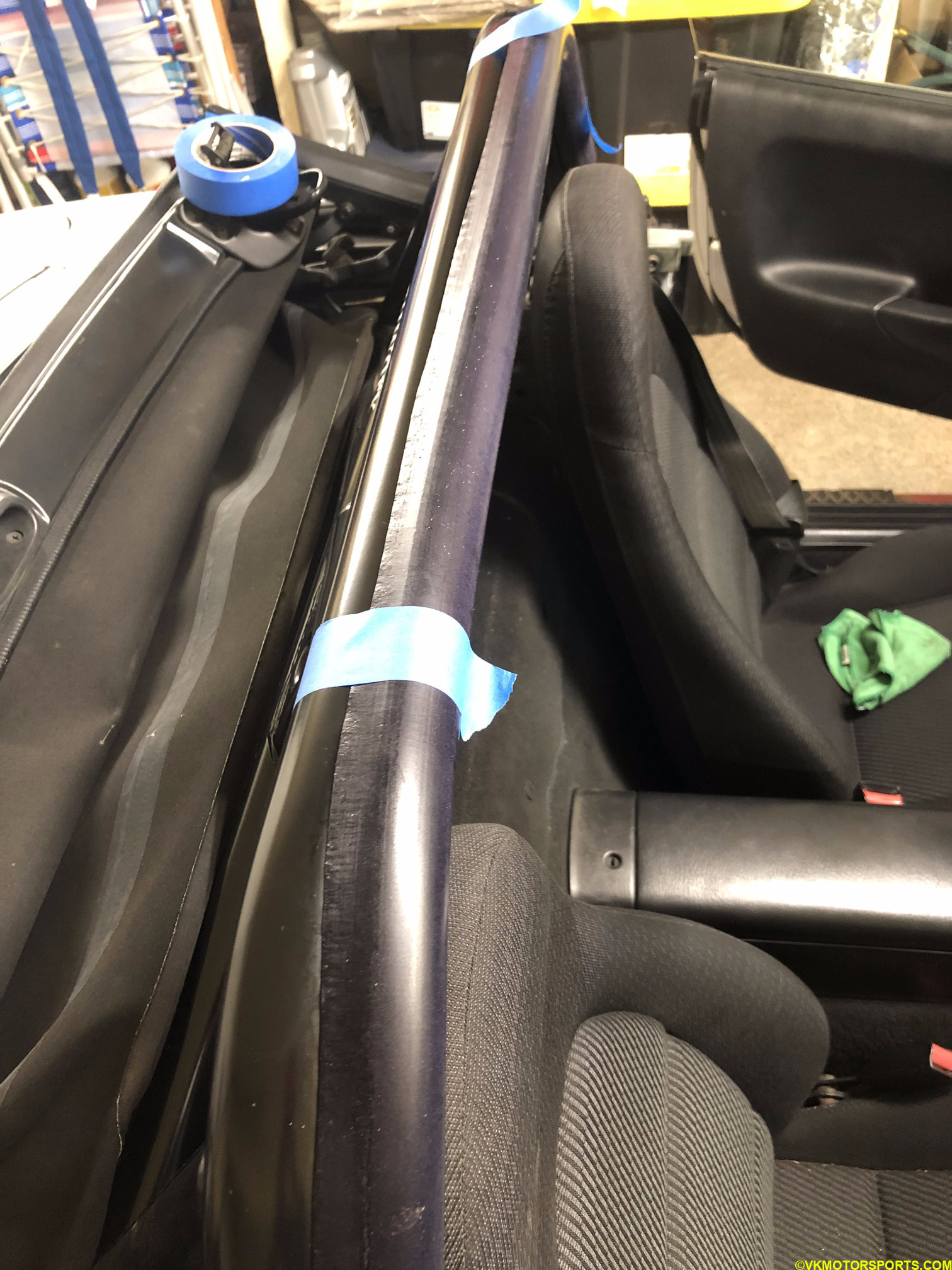 Figure 2. Padding positioned on the rollbar with tape