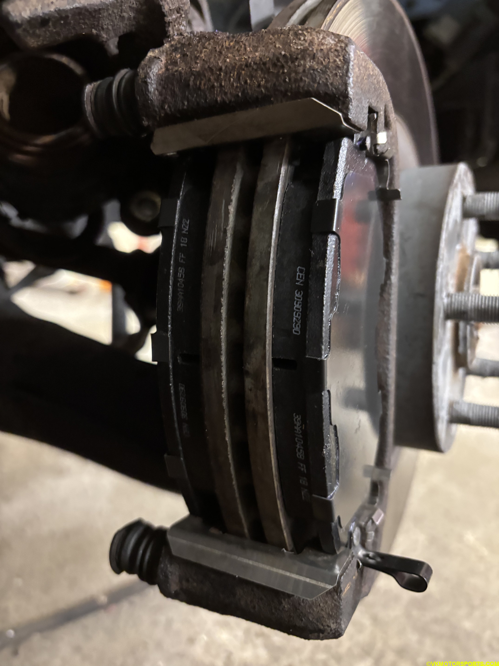 Figure 9. New brake pads and clips installed on the front caliper