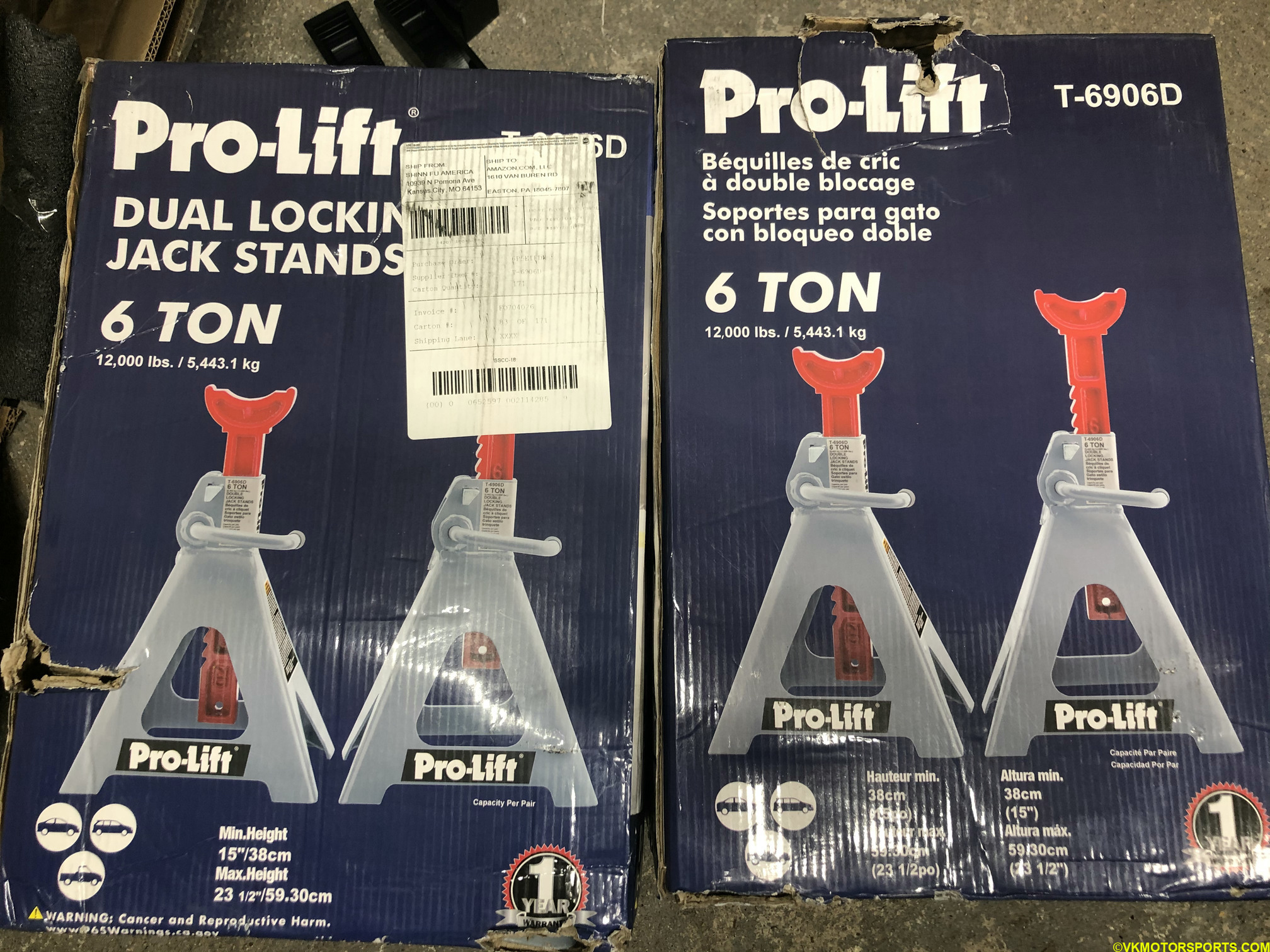 Figure 1. Two boxes of 6-ton jack stands
